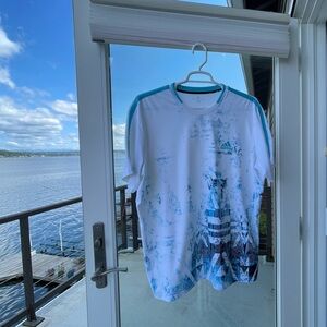 Adidas Men’s Tennis Shirt XL Climalite White and Blue